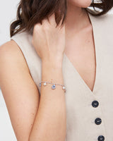 Pansy Pearl Multi Charm Bracelet - Silver