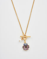 Pansy Pearl Toggle Necklace - Gold