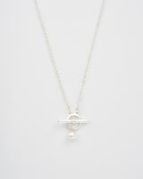Pansy Pearl Toggle Necklace - Silver