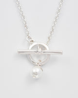 Pansy Pearl Toggle Necklace - Silver
