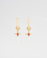 Rose Dagger Huggie Earrings