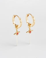 Rose Dagger Huggie Earrings