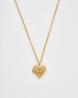 Gold Floral Heart Locket Necklace