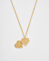 Gold Floral Heart Locket Necklace