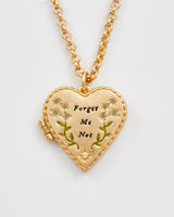 Gold Floral Heart Locket Necklace