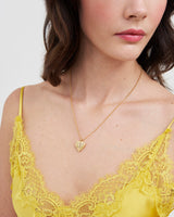 Gold Floral Heart Locket Necklace