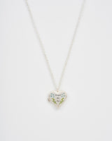 Silver Floral Heart Locket Necklace