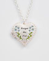 Silver Floral Heart Locket Necklace