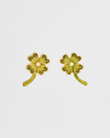 Lucky Clover Pearl Stud Earrings