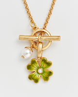 Lucky Clover Pearl Toggle Necklace