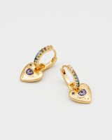 Talisman Eye Heart Charm Huggie Earrings