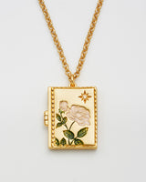 White English Rose Locket Necklace