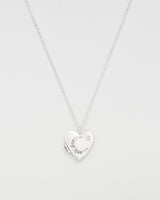 Selene Moon Periwinkle Locket Necklace in Silver