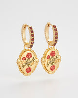 January Birthstone Carnation Huggie Earrings