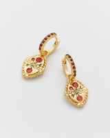 January Birthstone Carnation Huggie Earrings