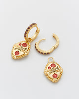 January Birthstone Carnation Huggie Earrings