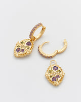 February Birthstone Violet Huggie Earrings