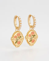 June Birthstone Rose Huggie Earrings
