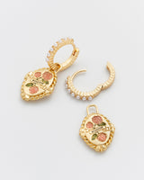 June Birthstone Rose Huggie Earrings