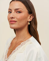 December Birthstone Narcissus Huggie Earrings