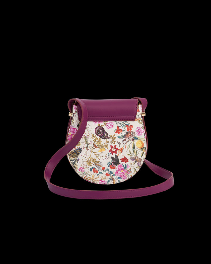 Floral Engravings Plum Saddle Bag