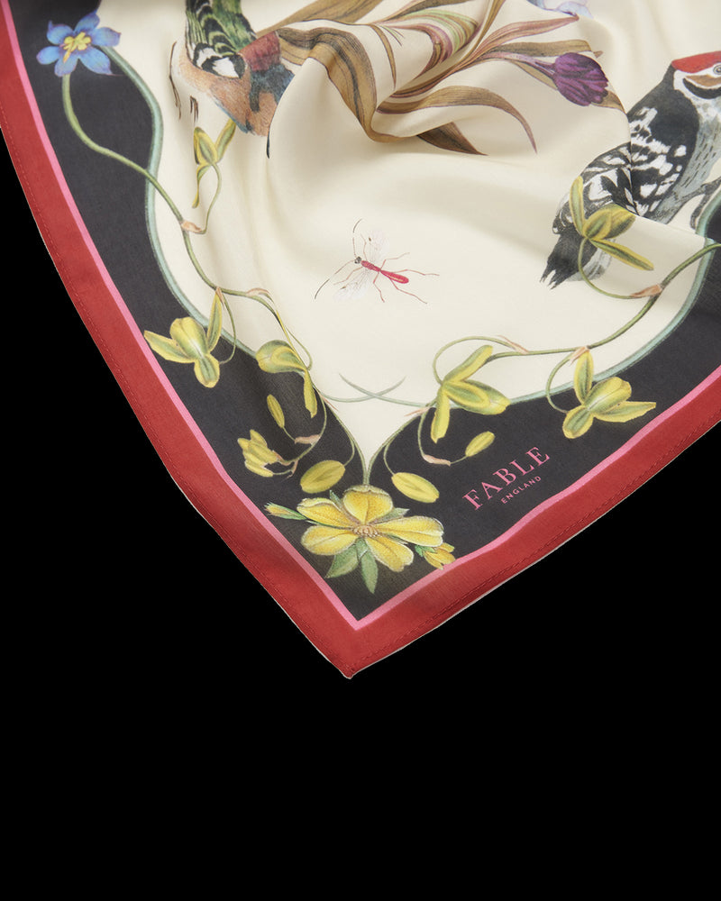 Wonderland Scene Ivory Square Scarf