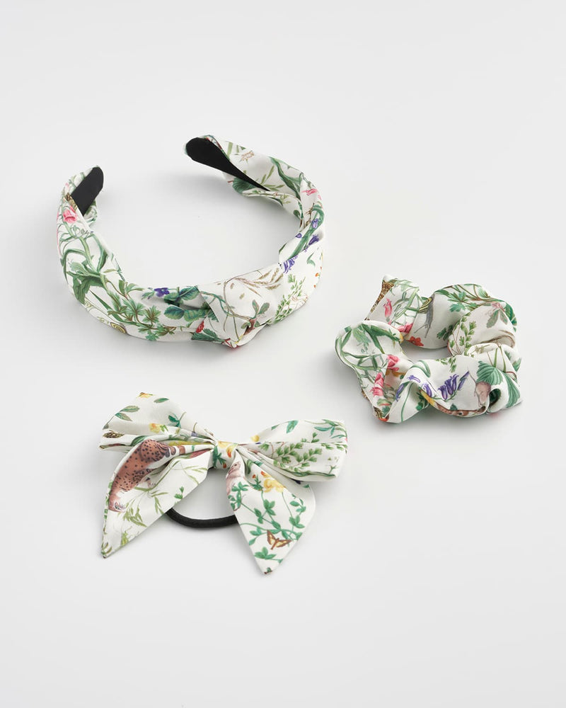 Meadow Creatures Headband,Scrunchie & Bow Marshmellow - Set of 3