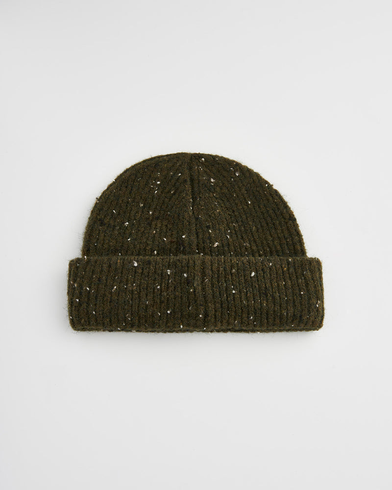 Flecked Yarn Green Beanie Hat