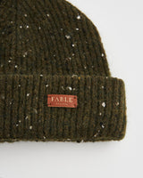 Flecked Yarn Green Beanie Hat
