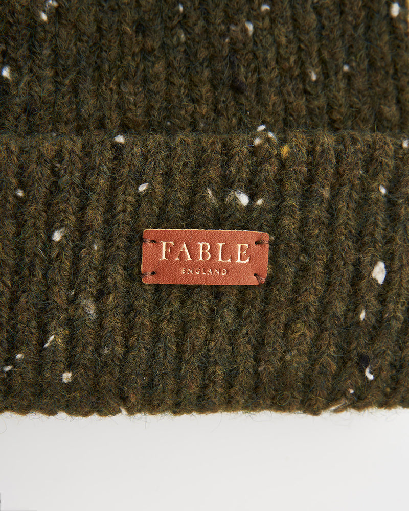 Flecked Yarn Green Beanie Hat