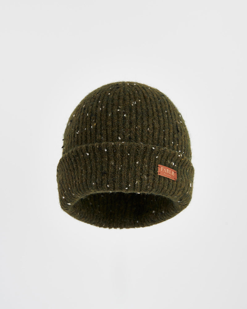 Flecked Yarn Green Beanie Hat