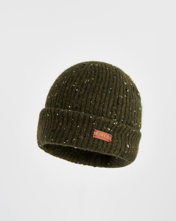 Flecked Yarn Green Beanie Hat