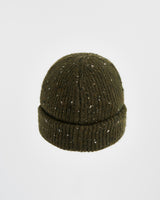 Flecked Yarn Green Beanie Hat