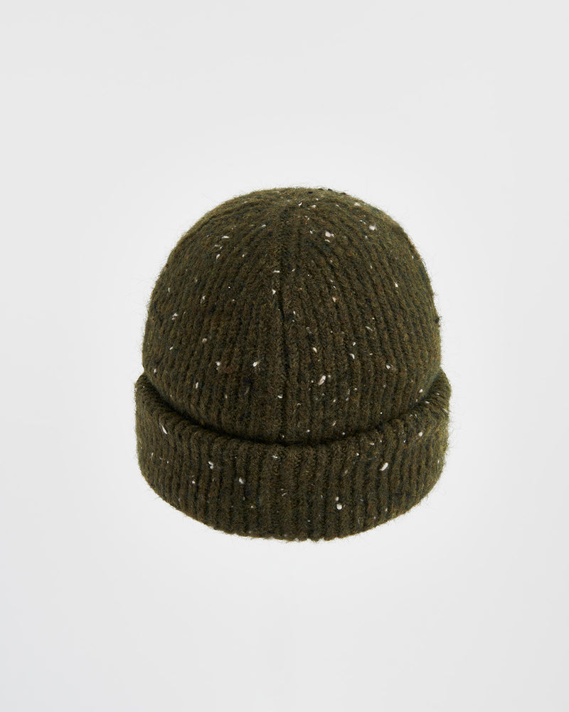 Flecked Yarn Green Beanie Hat