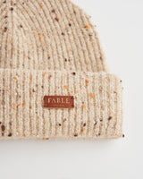 Flecked Yarn Taupe Beanie Hat