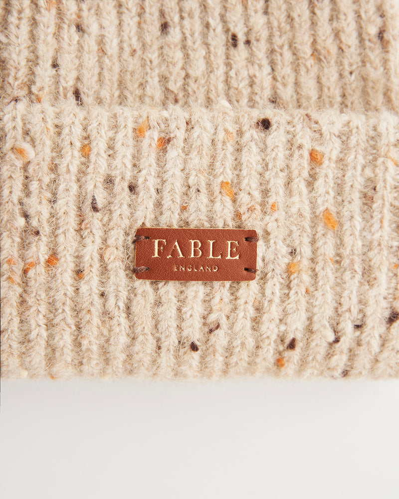 Flecked Yarn Taupe Beanie Hat