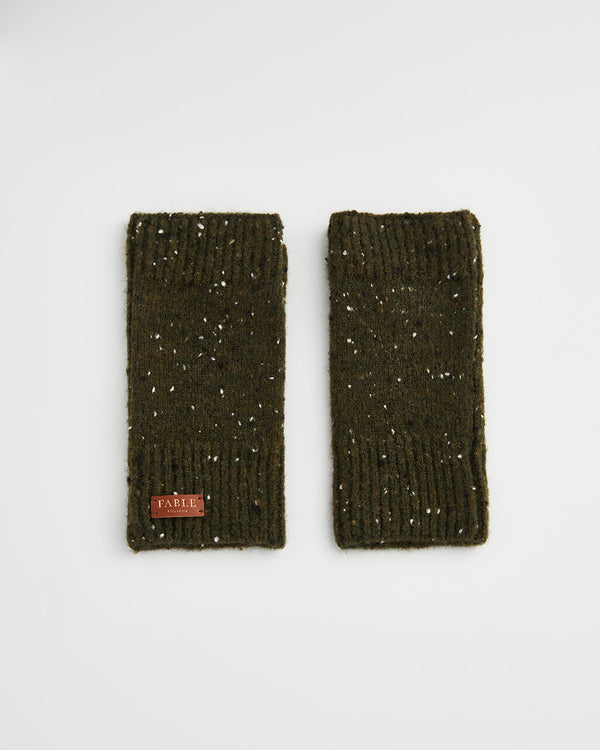 Flecked Yarn Green Fingerless Gloves