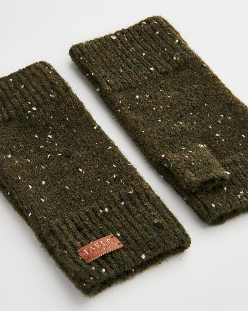 Flecked Yarn Green Fingerless Gloves