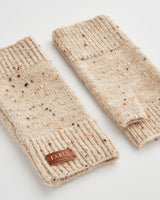 Flecked Yarn Taupe Fingerless Gloves