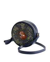 Chloe Giordani Dormouse Embroidered Round Saddle Bag - Navy