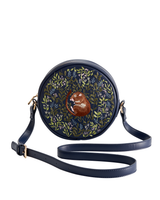 Chloe Giordani Dormouse Embroidered Round Saddle Bag - Navy