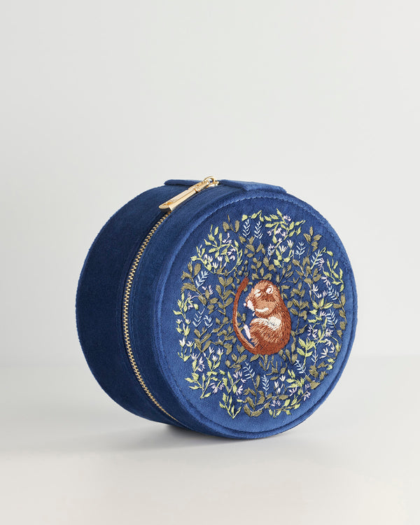 Chloe Dormouse Embroidered Jewellery box Navy