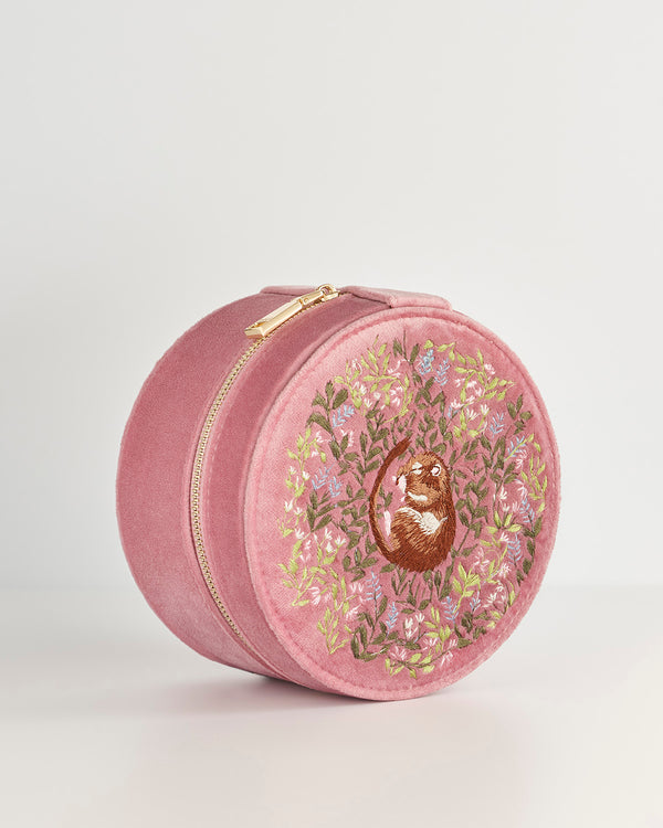Chloe Dormouse Embroidered Jewellery box Pink