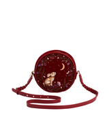 Star Gazing Rabbit Red Embroidered Circle Bag
