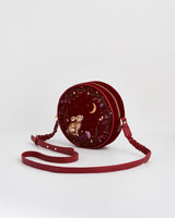 Star Gazing Rabbit Red Embroidered Circle Bag