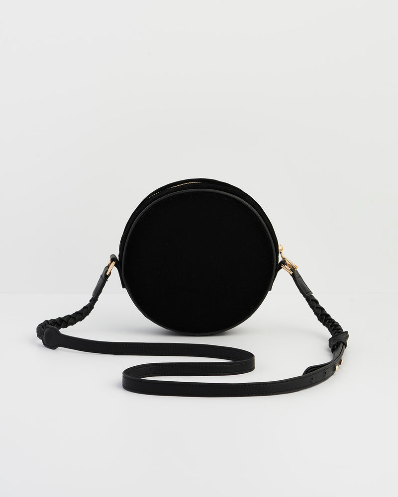 Aurora Fawn Embroidered Black Circle Bag