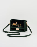 Fawn Embroidered Green Crossbody Bag