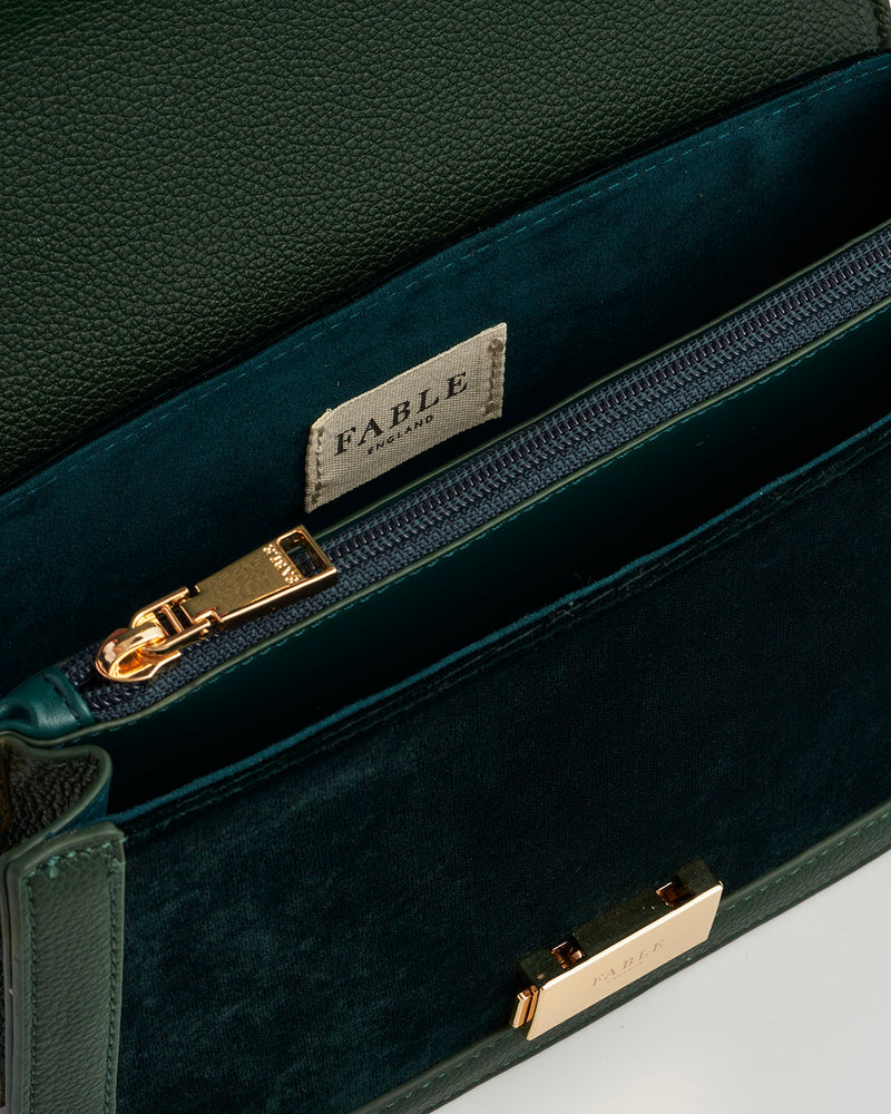 Fawn Embroidered Green Crossbody Bag