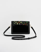 Cathy Black Embroidered Fold Over Bag