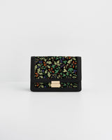 Cathy Black Embroidered Fold Over Bag